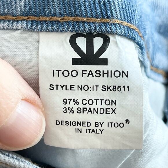 IToo Fashion Maxi Denim Skirt A-line Patchwork Design Women’s size XS Light Blue - Picture 8 of 9